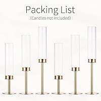 Vista 7 de Candelabros cónicos de huracán: portavelas de cristal dorado, decoración con cubierta de vidrio para boda, centro de mesa, fiesta, cumpleaños