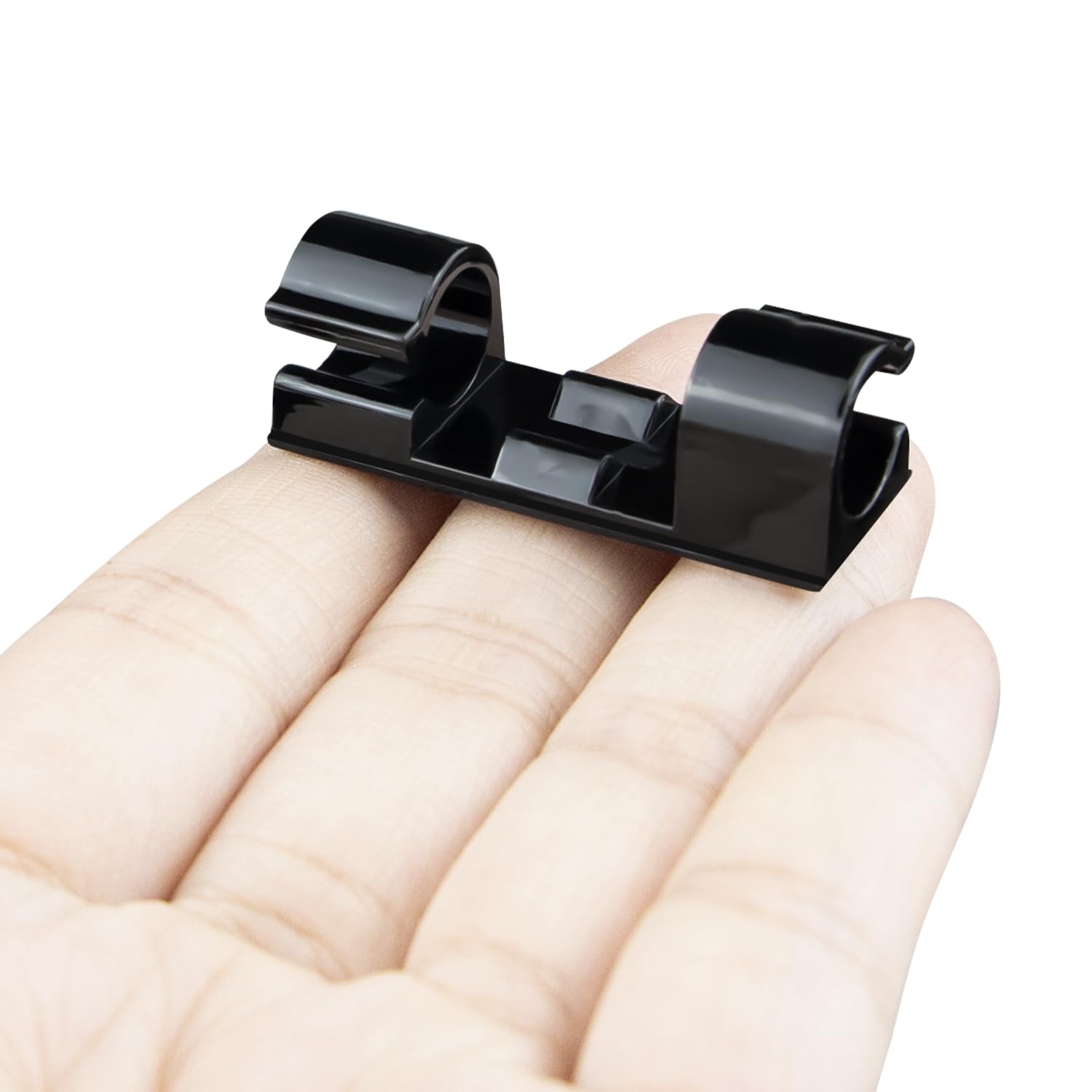 SOULWIT 50 Pcs Self Adhesive Cable Management Clips, Cable Organizers Sticky Wire Clips Cord Holder for TV PC Laptop Ethernet Cable Desktop Home Office (Black) — Amazon image 7