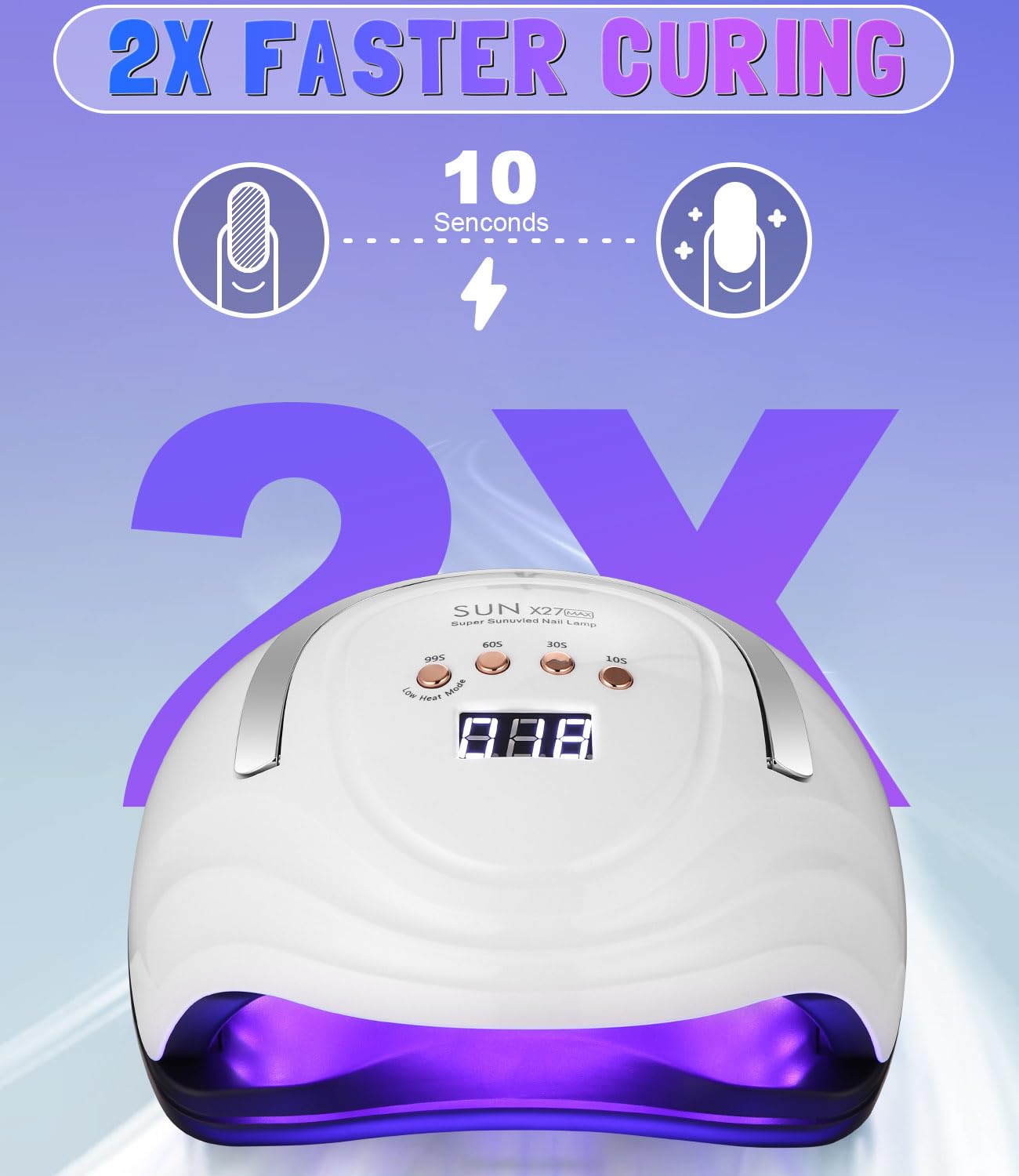 Zawaer Lámpara de Uñas UV LED, 380W Profesional Lámpara Secadora de Uñas Rápido, 81 perlas de Lámparas, Curado de Esmalte de Gel y Pantalla LCD Para Manicura/Pedicura Nail Art en el Hogar
