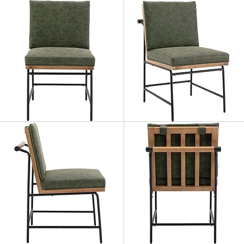 Miniatura 10 de Ya-Home Juego de 2 sillas de comedor modernas, cómodas sillas laterales tapizadas de tela Sherpa sin brazos con respaldo de madera, patas de metal