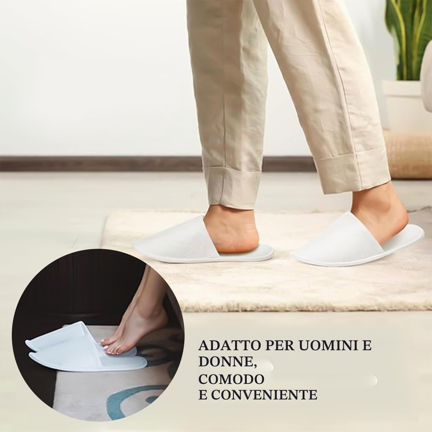 MagiSel 4paia Pantofole Usa e Getta Antiscivolo, Pantofole Chiuse in Spugna Premium, Ciabatte Monouso per Hotel, Spa, Casa, Viaggi, Unisex, Lavabili, Misura Universale