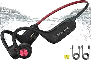 Bone Conduction Headphones,Bluetooth Wireless Open-Ear Headphones,IP68 Waterproof Sport Headphones Built-in Mic with Night Light for Workout, Running, Gym, Hiking, Cycling (Red) asin的图片
