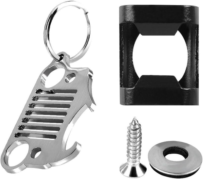 AutoEC Bottle Opener for Rear License Plate fits Jeep Wrangler JK TJ Models, Wrangler License Plate Mounted Bottle Opener Accessory