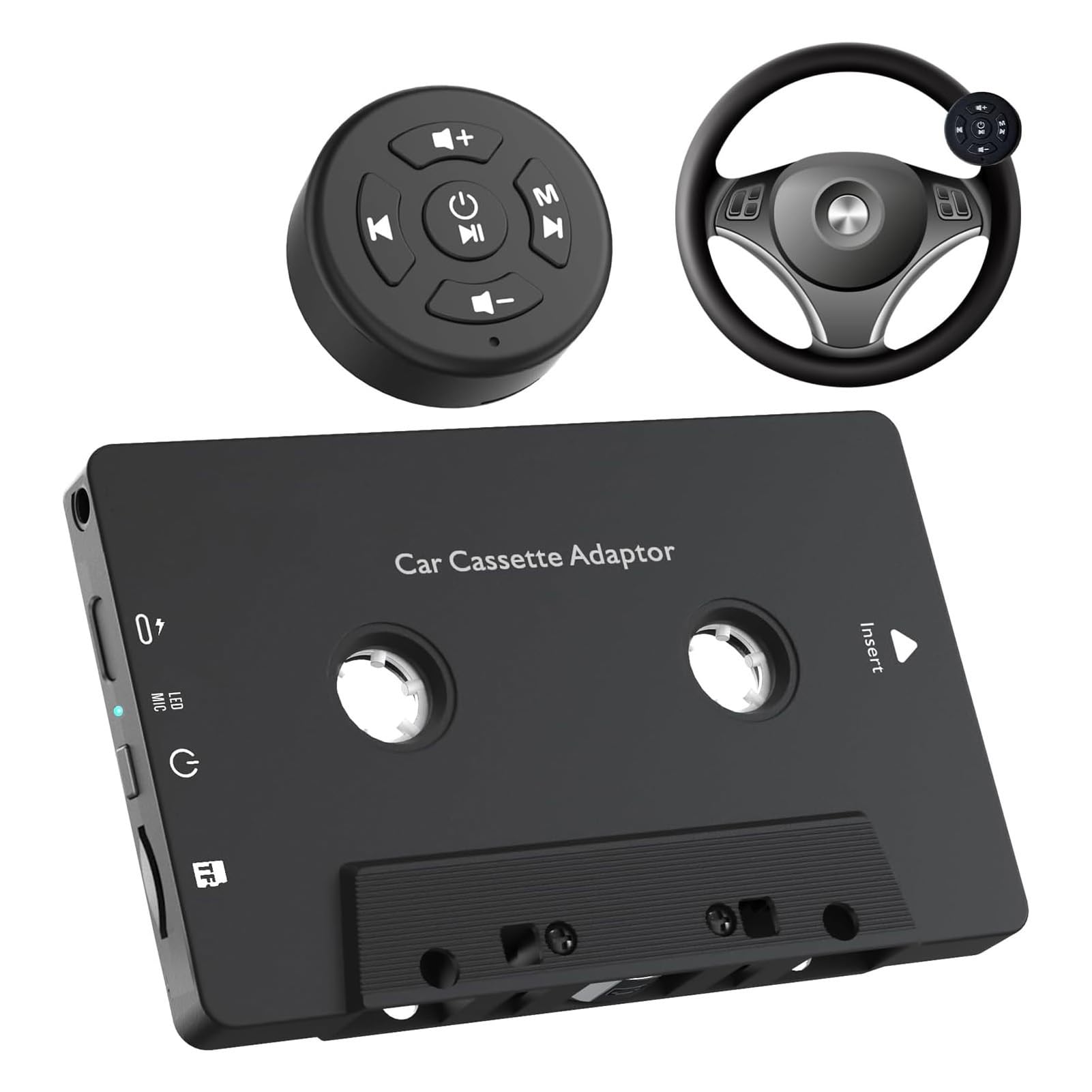 Generic Car Audio Bluetooth 5.4 Cassette Receiver, Wireless Cassette Aux Adapter with Handsfree Calling, Compatible with Smartphones, Tablets, MP3, Memory Card