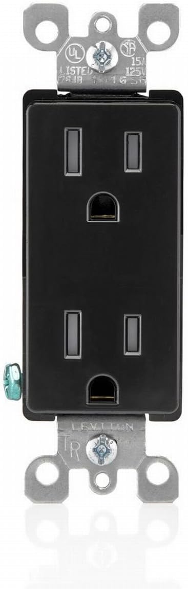 Leviton T5325-E 10 Pack 15Amp 125V Tamper Resistant Decora Duplex Receptacle, Black