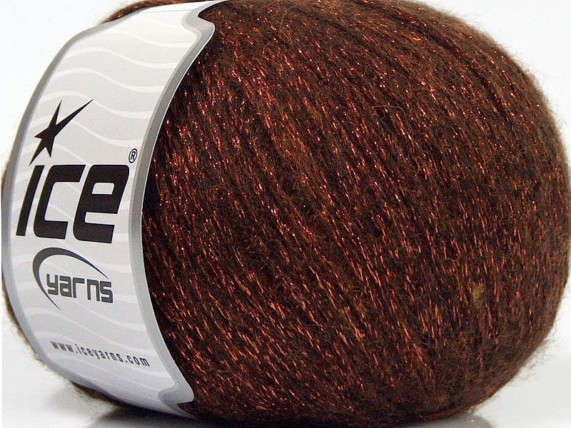 Miniatura 7 de Copper Brown Night Star - Hilo metálico de mezcla de lana de cadena de peso DK, 1.76 oz (1.75 onzas) 656.2 ft (218 yardas)