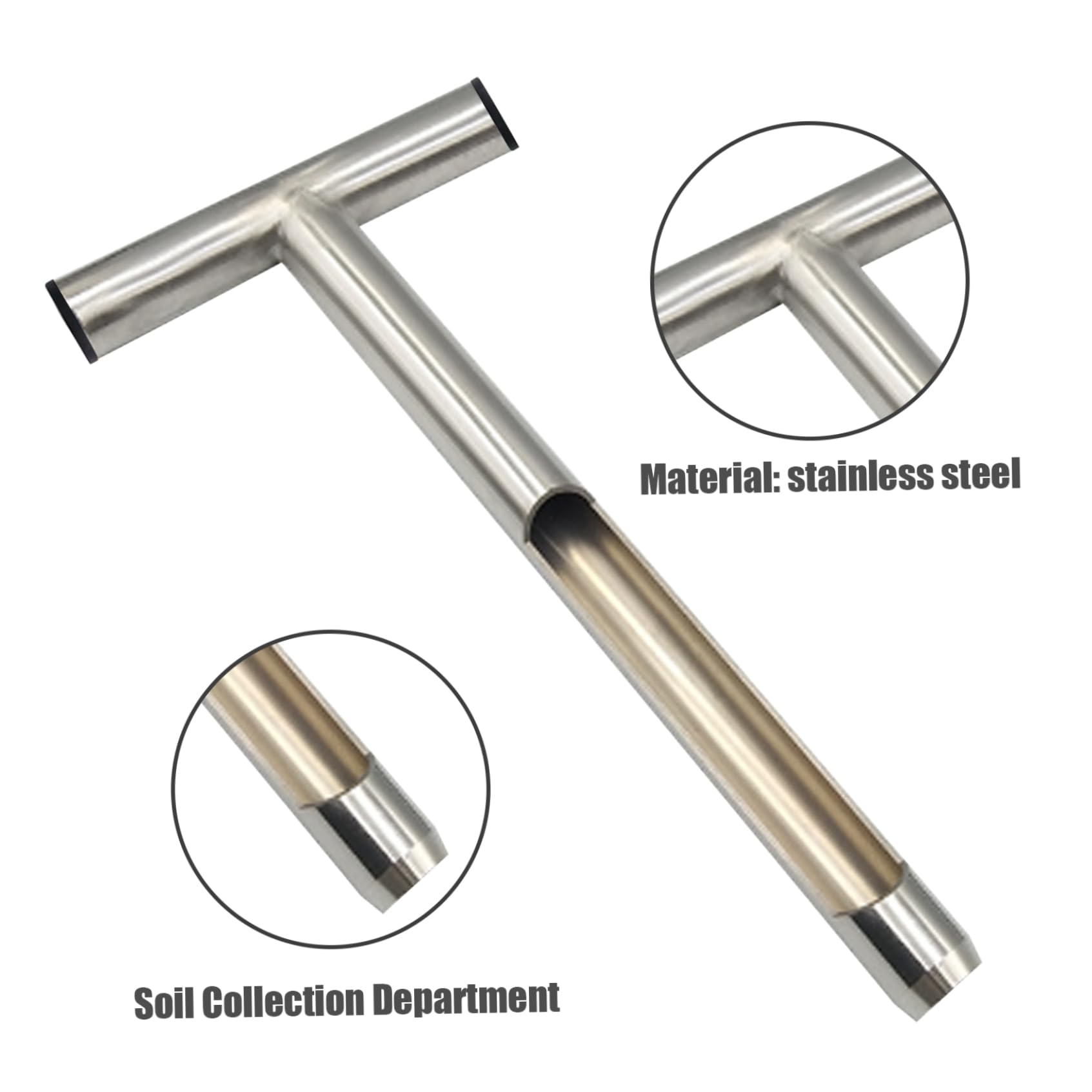 Bodensonde Bodenprobe Sondensonde T-förmige Golf-Bodensonde Edelstahl-Stahlbodenprobenier tragbare scharfe Gartenwerkzeuge für Rasenfarm Golfplatz 14 Zoll