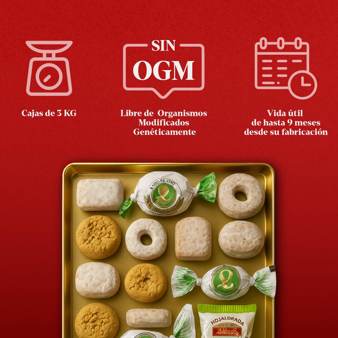 LAPASION – Surtido De Polvorones, Mantecados Caseros Y Rosco De Vino | Hojaldre Españoles Para Regalo | Artesanos| Chuches Navidad | Contienen Almendras | Caja De 3kg