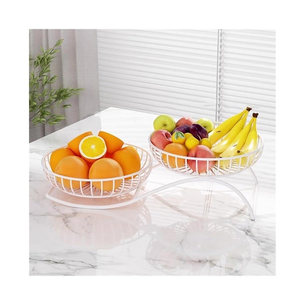 Zhaoj24-05 Fruit Racks Fruit Bowl Large Basket, Keeps Fruits or Vegetables Fresh, Countertop Metal Bowls(White)