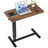 Overbed Bedside Table with Wheels, Adjustable Hospital Over Bed Table, Rolling Laptop Table, Medical Bed Side Table