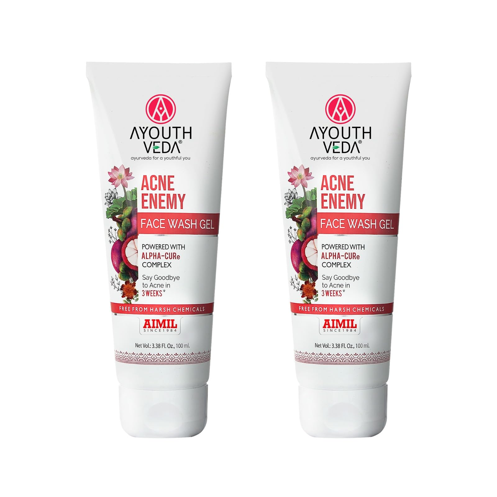 Ayouthvea Acne Enemy 100 ml Face Wash Gel For Acne & Pimples |Face Wash for Oily Skin and Pimples | Anti Pimple Cleanser | Suitable for All Skin Types (Pack Of 2-100ml each)