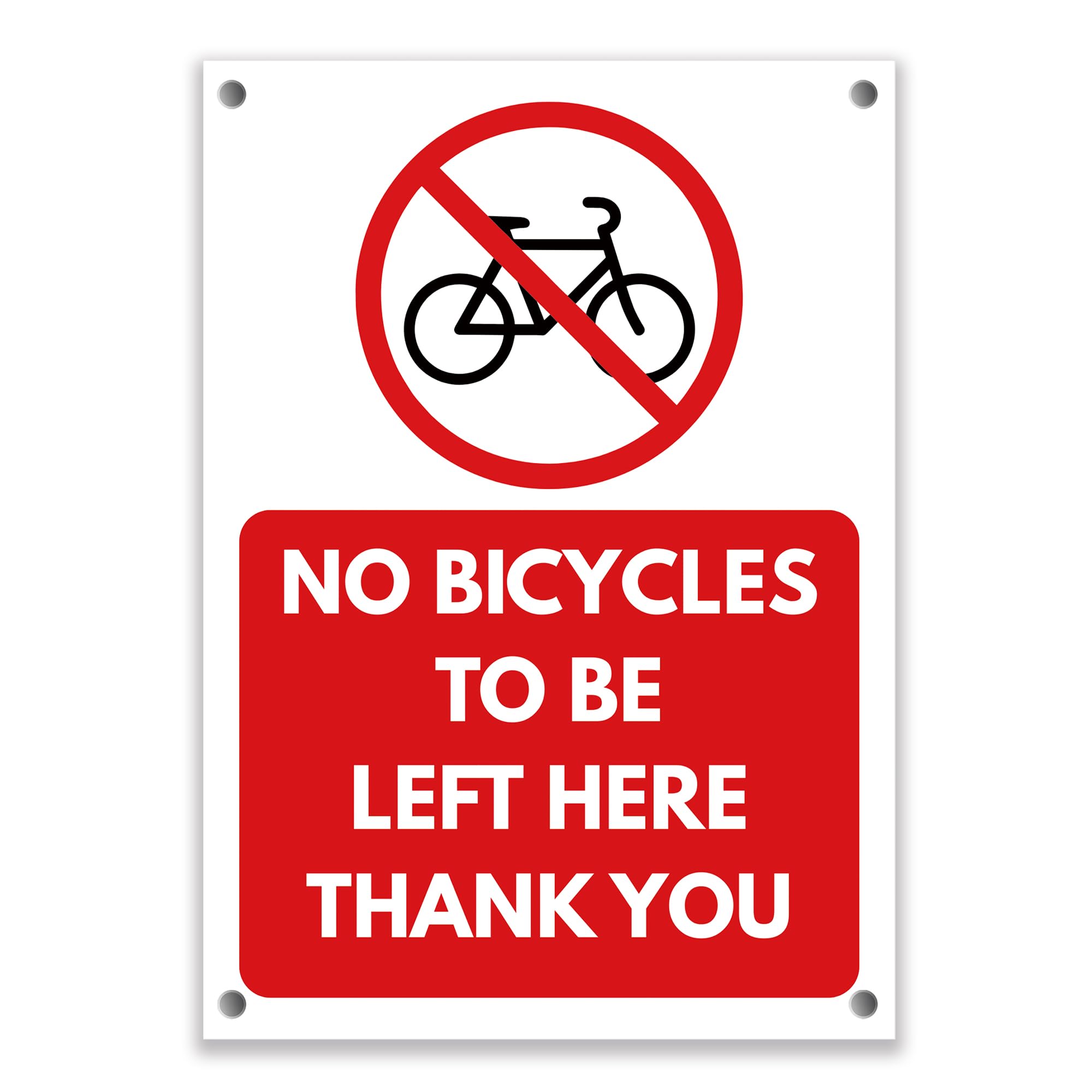 LP Lifestyle LP Lifestyle No Bicycles To Be Left Here Sign Durable Weatherproof Waterproof Rust-Free PVC No Bike Parking Sign Outdoor Wall Gate Notice No.443 (A4 (210mm x 297mm) – Holes)