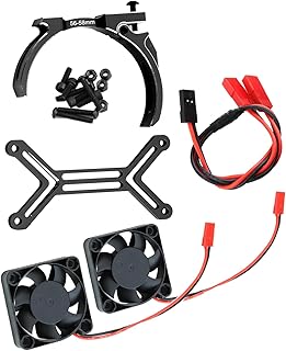 Rcarmumb 40mm Cooling Fan Upgrades Part for 1/5 ARRMA TRX4 RC Scale Car,Brushed Brushless 15000 RPM High Speed Cooling Fan Heatsink with 56-58mm Adjustable Mount for 1717 5687 56113 2028 Motor,Black