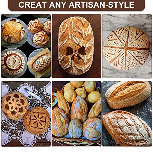 32Pcs Bread Proofing Basket Set, West Bay 10 Inch Round & 8 Inch Oval Cane Sourdough Basket W/Bread Lame Dough Scraper Linen Liner Brush Flouring Stencils Fermentation Danish Dough Whisk #TOP6