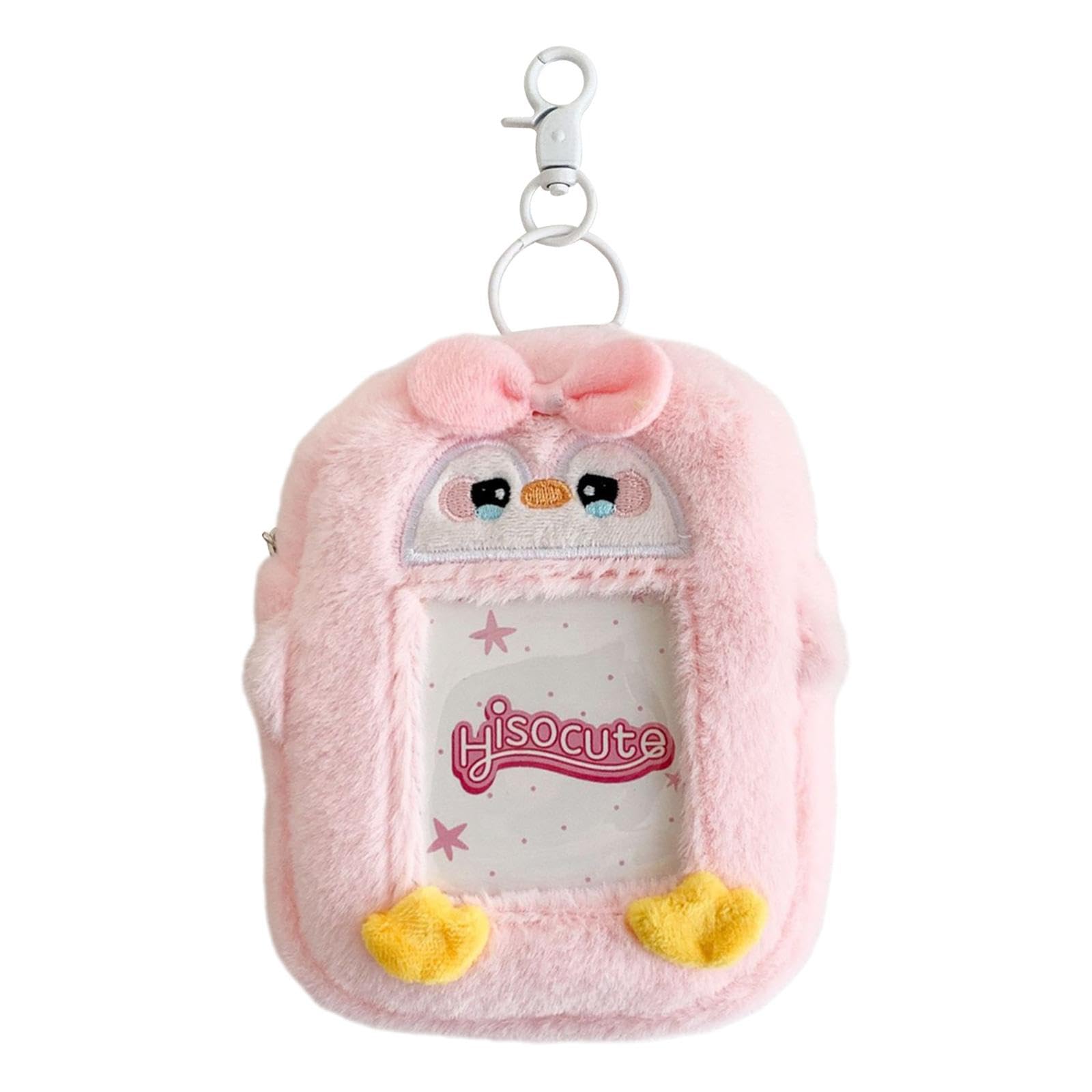 Plush Photocard Holder Keychain for Baseball Cards Sports Cards Credit Cards Pink-image-30
