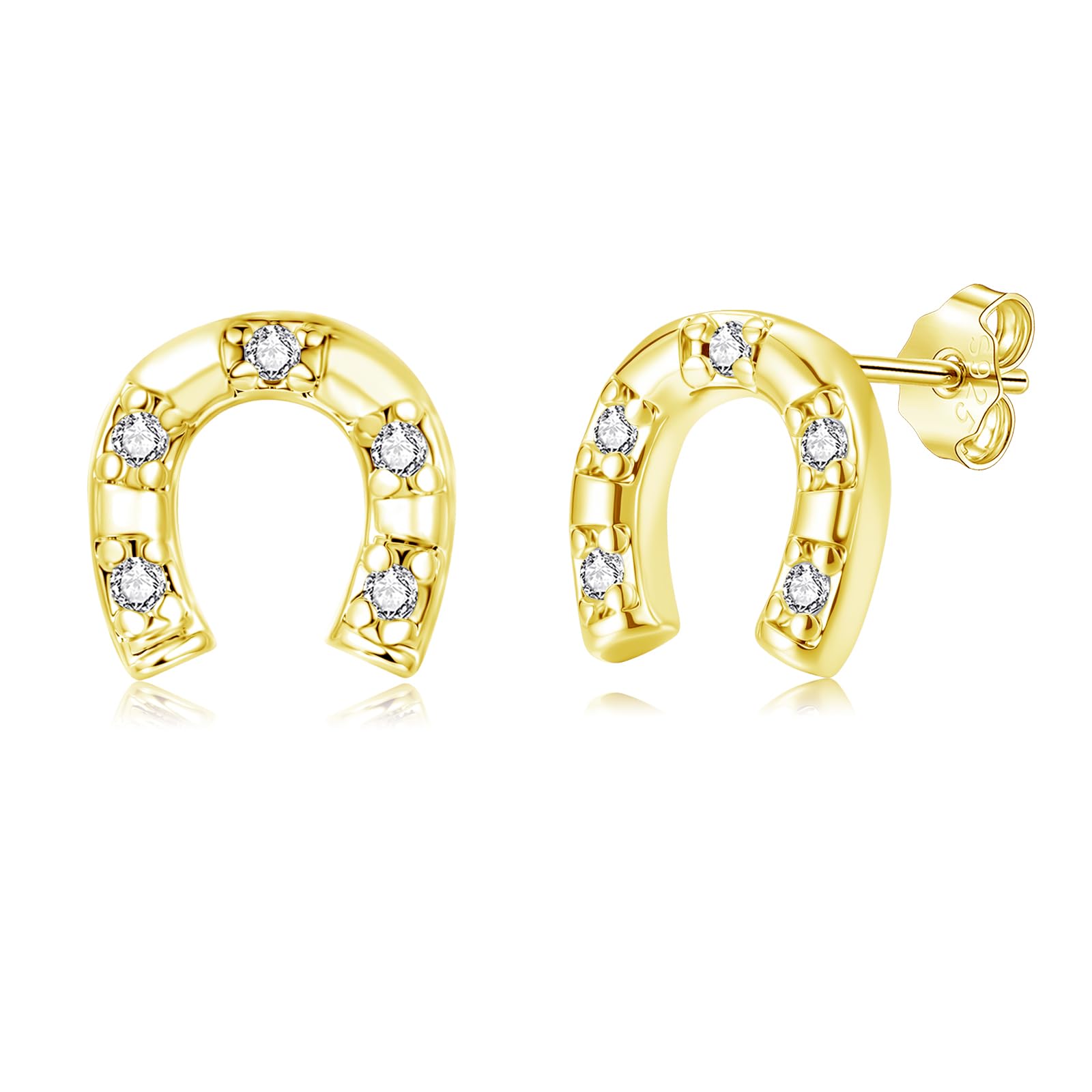 Loutade Ohrstecker Silber 925, Hypoallergene 925 Sterling Silber Damen Ohrstecker mit AAAAA Cubic Zirkonia, 8mm Klein Knorpel Ohrringe Silber Tragus Helix Piercings Gold Ohrringe Stecker für Mädchen