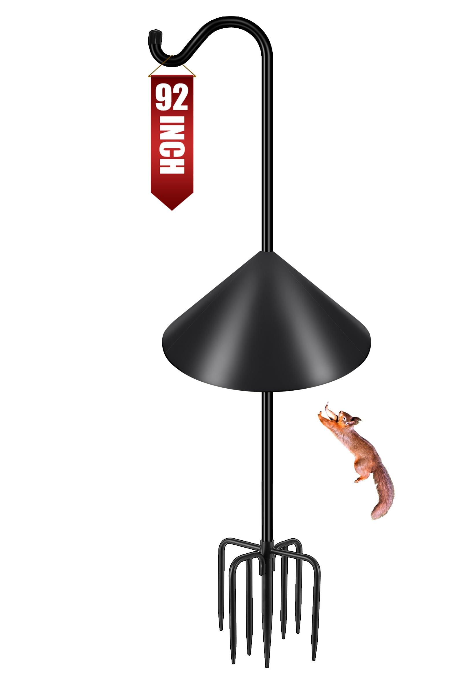 Gtongoko 92'' Shepherds Hook Bird Feeder Pole with 19'' Squirrel Baffle