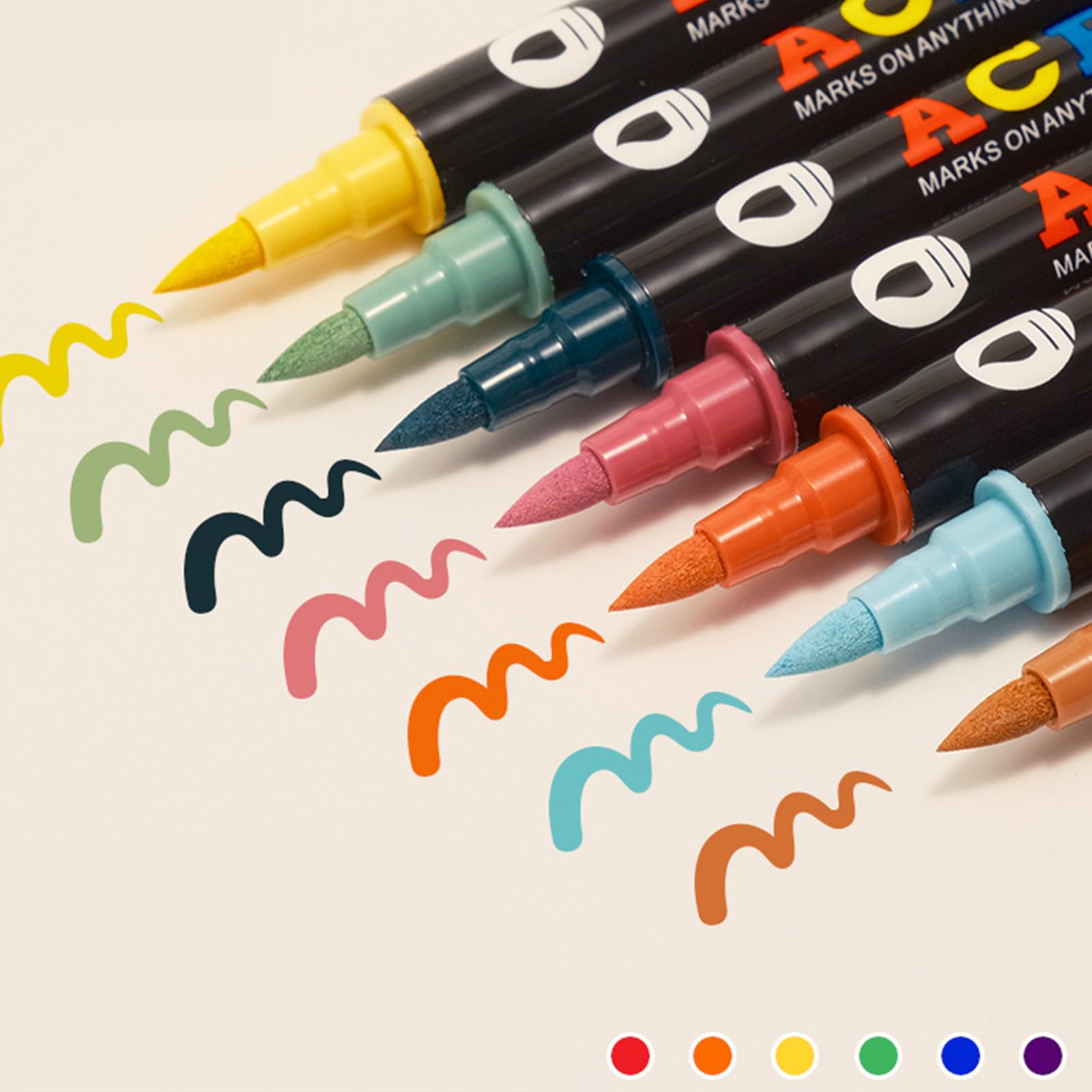 Pennarello per pittura acrilica con punta a pennello impermeabile per dipingere carta, legno, tessuto, metallo, pietra, cartoncino, materiali artistici per studenti