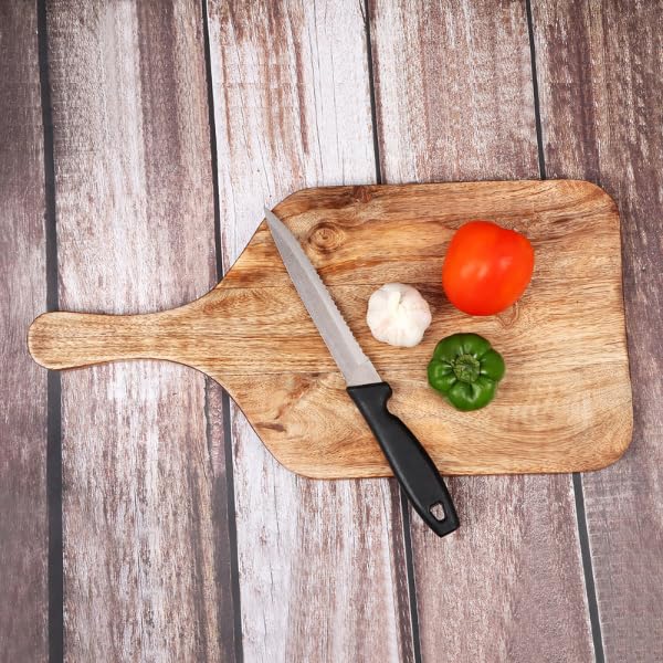 Image of Kundi Wooden Chopping Board /Cutting /Serving Platter for Kitchen Vegetables, Fruits & Cheese | Natural Acacia Wood | 42 x 18 x 1.5 cm | Handcrafted