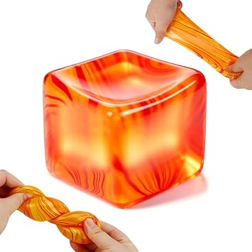 Ice Cube Squishy, Slow Rising Square Shape Stress Balls for AdultsOrange | Ice Cube Fidget Toys for Adults Sensory Toy for Anxiety Relief ADHD Office School Stocking Stuffer Classroom Prizes Gifts