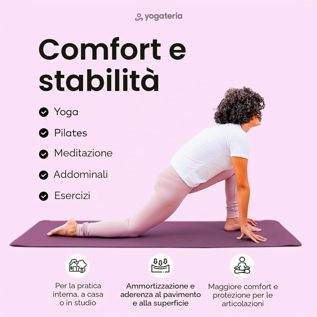 Lotus Pro Tappetino da yoga per ginnastica, pilates, fitness, tappetino in TPE morbido e antiscivolo, ipoallergenico, 100% riciclabile