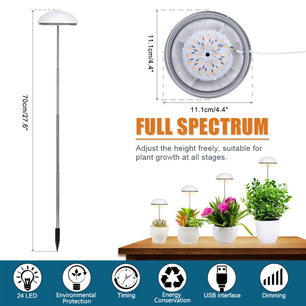 Lampada a LED per la Crescita con Asta Telescopica, 5 Luci per Piante da Interni Spettro Completo con Luminosità Regolabile, Grow Light per Semina, Crescita, Fioritura e Fruttificazione