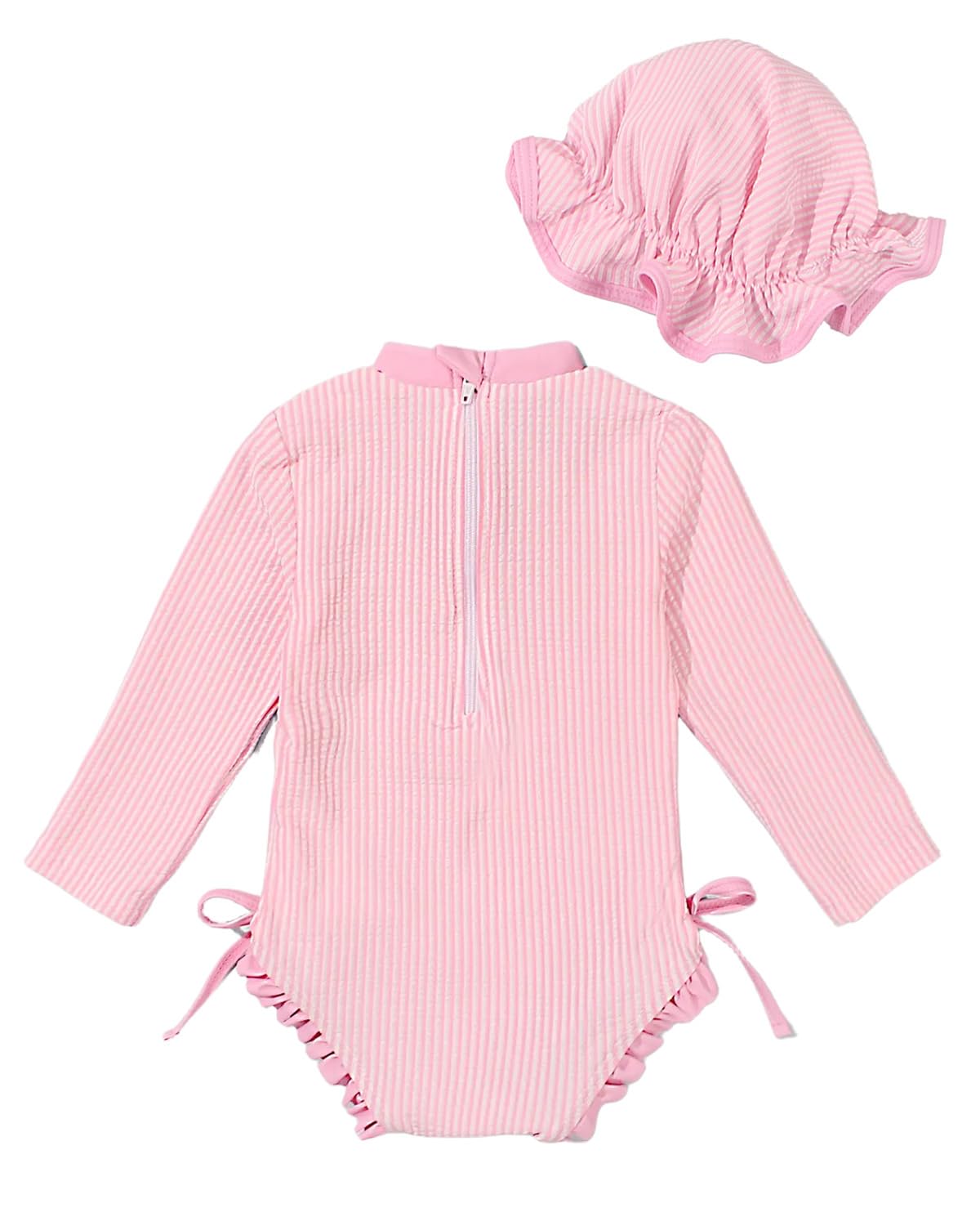 JiAmy Baby Badeanzug Mädchen mit Sonnenhut Langarm UV Schutz Badebekleidung Für Baby-Mädchen Bademode Schwimmanzug