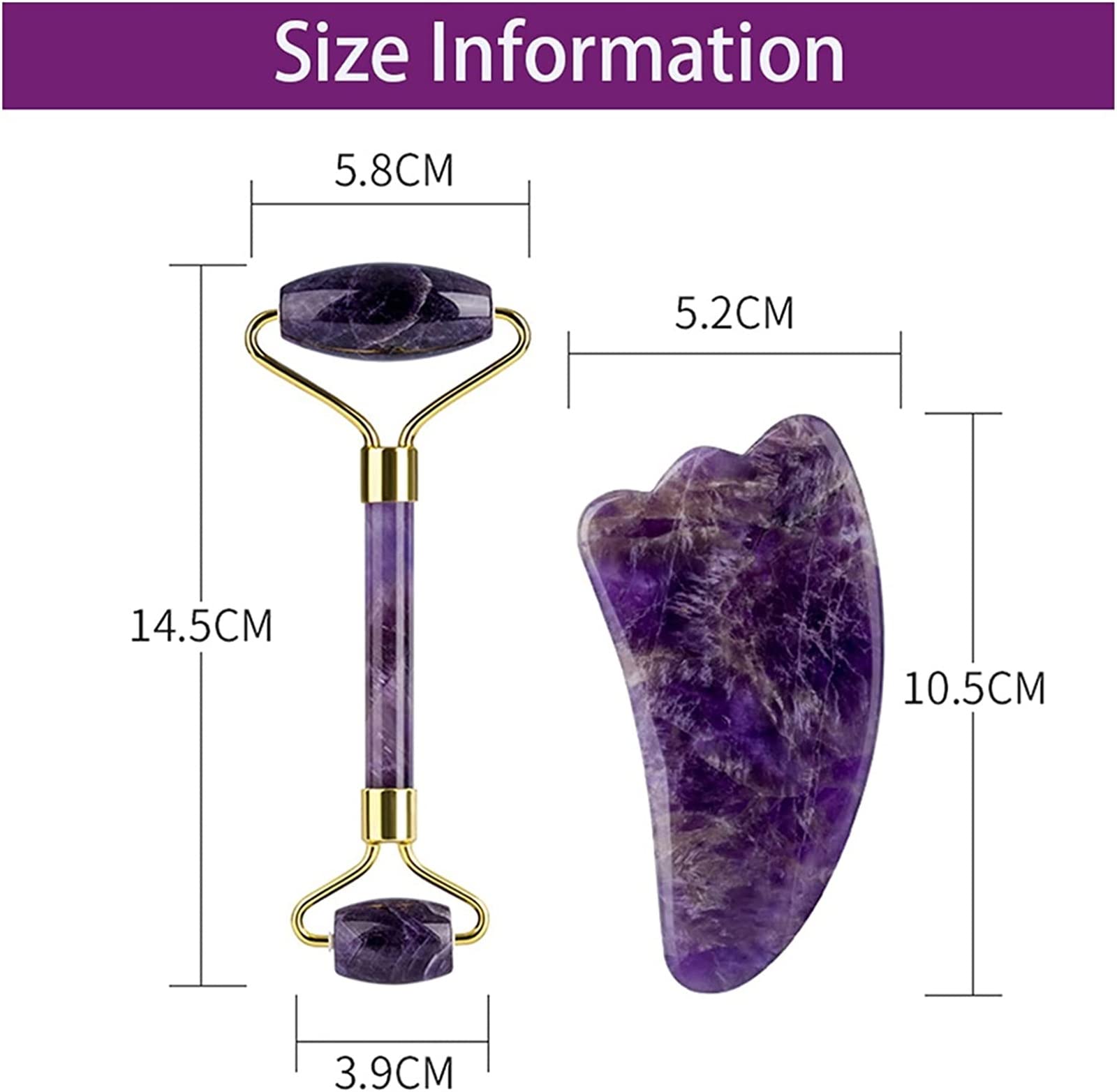 Amatista Piedra en bruto Amatista Masajeador Piedra natural Rodillo facial Conjunto de herramientas Gua Sha SPA Acupuntura Raspado Cristal Cuerpo Cara Cuidado de la salud Masaje decoración de la habit