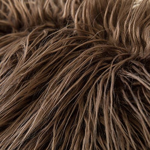 MIULEE Fluffy Cushion Cover Faux Fur Throw Soft Solid Decorative Square Plush Mongolian Cute Pillow Case For Sofa Bedroom Car 18 x 18 Inch 45 x 45 cm Chocolate Set of 2