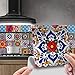 Adesivi per piastrelle vintage da parete, 24 pezzi, in PVC, impermeabili, per cucina, armadio, mobili, tavolo (mandala 004, 10 x 10 cm)