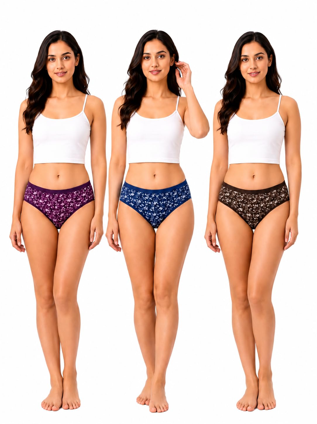 Women's & Girls' Cotton Soft Stretchable Hipster Panties | Breathable Everyday Underwear | Full Coverage Mid-Rise | Skin-Friendly Innerwear | Multicolor Pack of 3-image-5