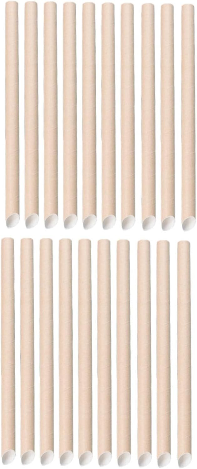 Operitacx Pulp Paper Beverage Straws 100pcs Disposable Milk Tea Drinking Straws 12×200mm Kraft Paper Individually Wrapped Eco-friendly Household Use