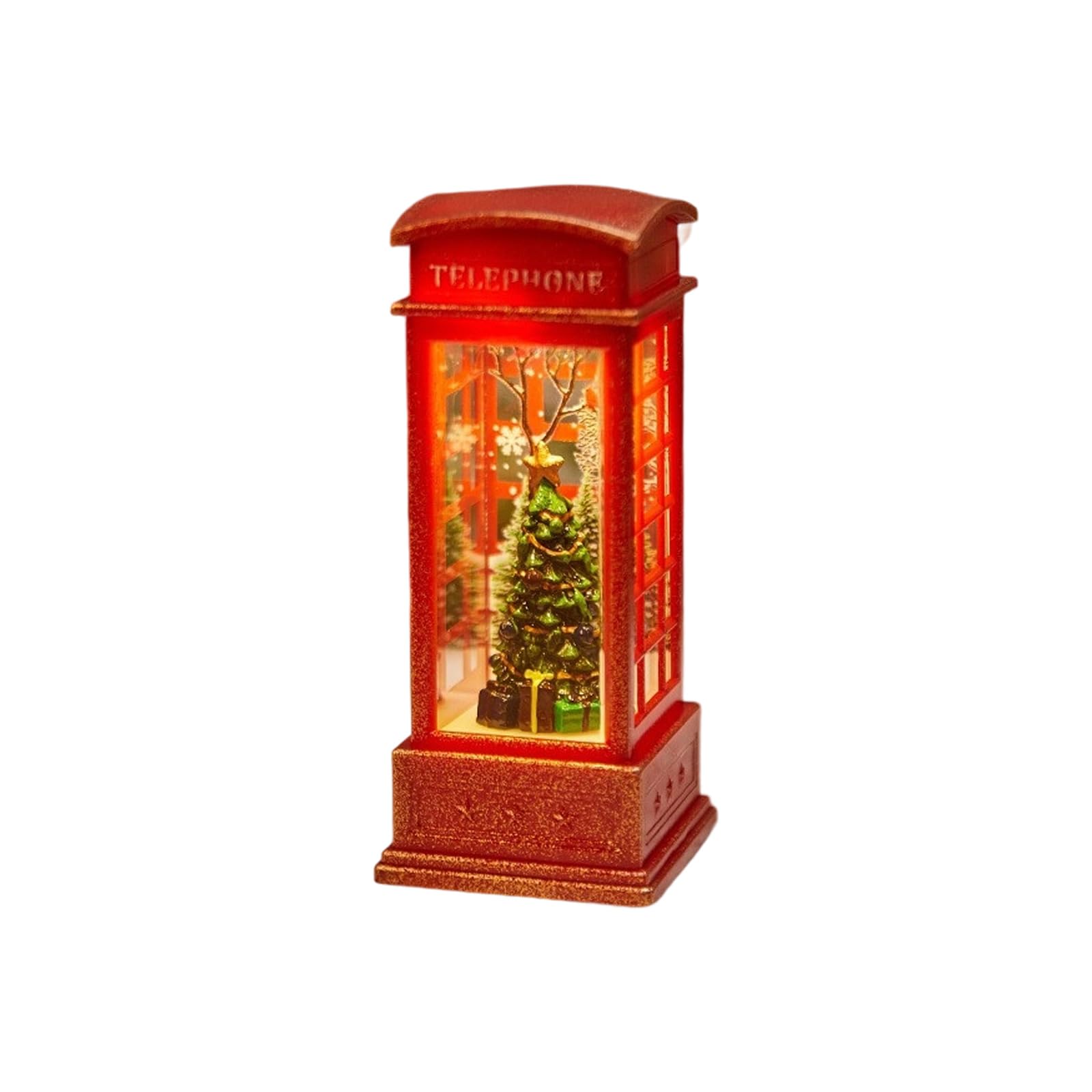 Kalttoy Crystals Look Snowflake Telephone Booth Lamp Christmas Decorative for Window Sill or Shelf Telephone Booth Light Christmas