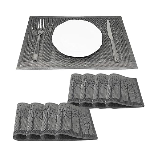 Dkiugl Grey Weave Placemats Pattern Decorated Bowl Mats Extended Table Runner Mat Cup