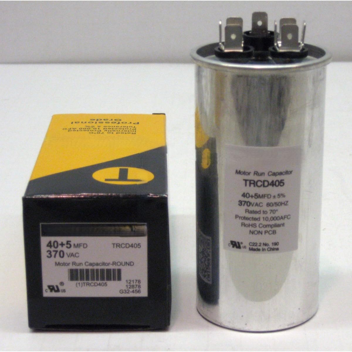 Replacement for TitanPro TRCD405 HVAC Round Dual Motor Run Capacitor 40/5 MFD/UF 370 Volts Compatible with TitanPro.