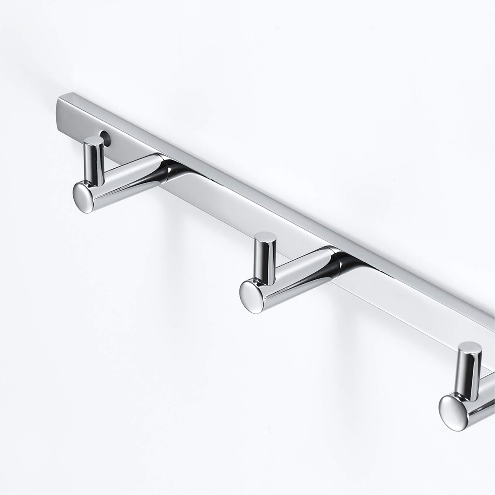 Handtuchhaken mit 5 Haken, Messing Kleiderhaken Wandhaken Hakenleiste Verchromt Mantelhaken, Garderobenhaken für Bad, Küche, Büro, Schraube Installation,2 Hooks