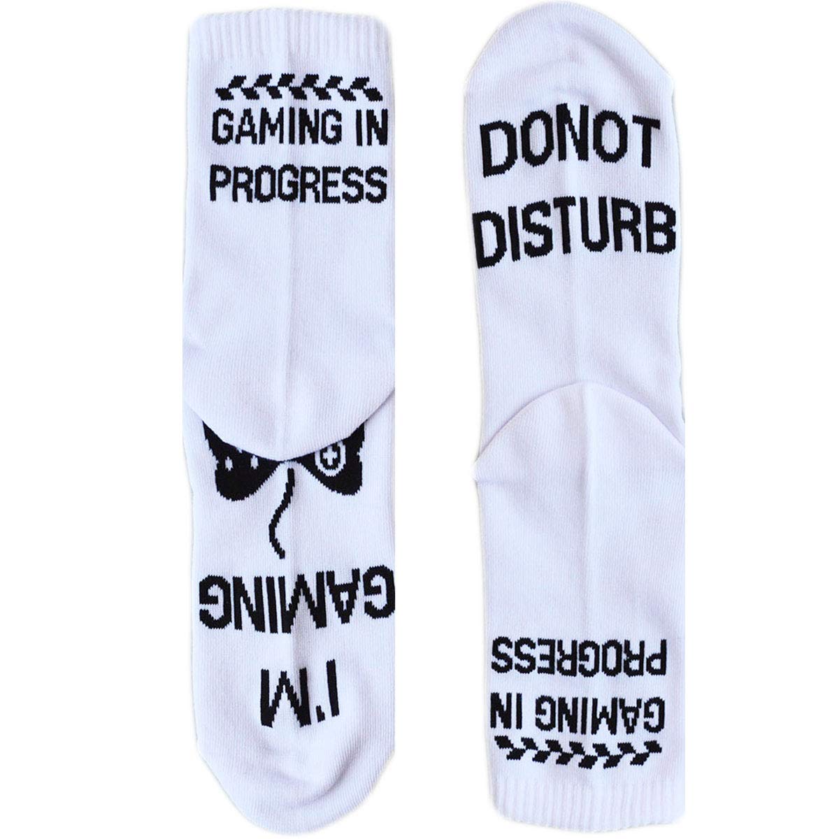 "Do Not Disturb I'm Gaming" Funny Socks - Stocking Stuffers For Gamer Teens, Men, Women