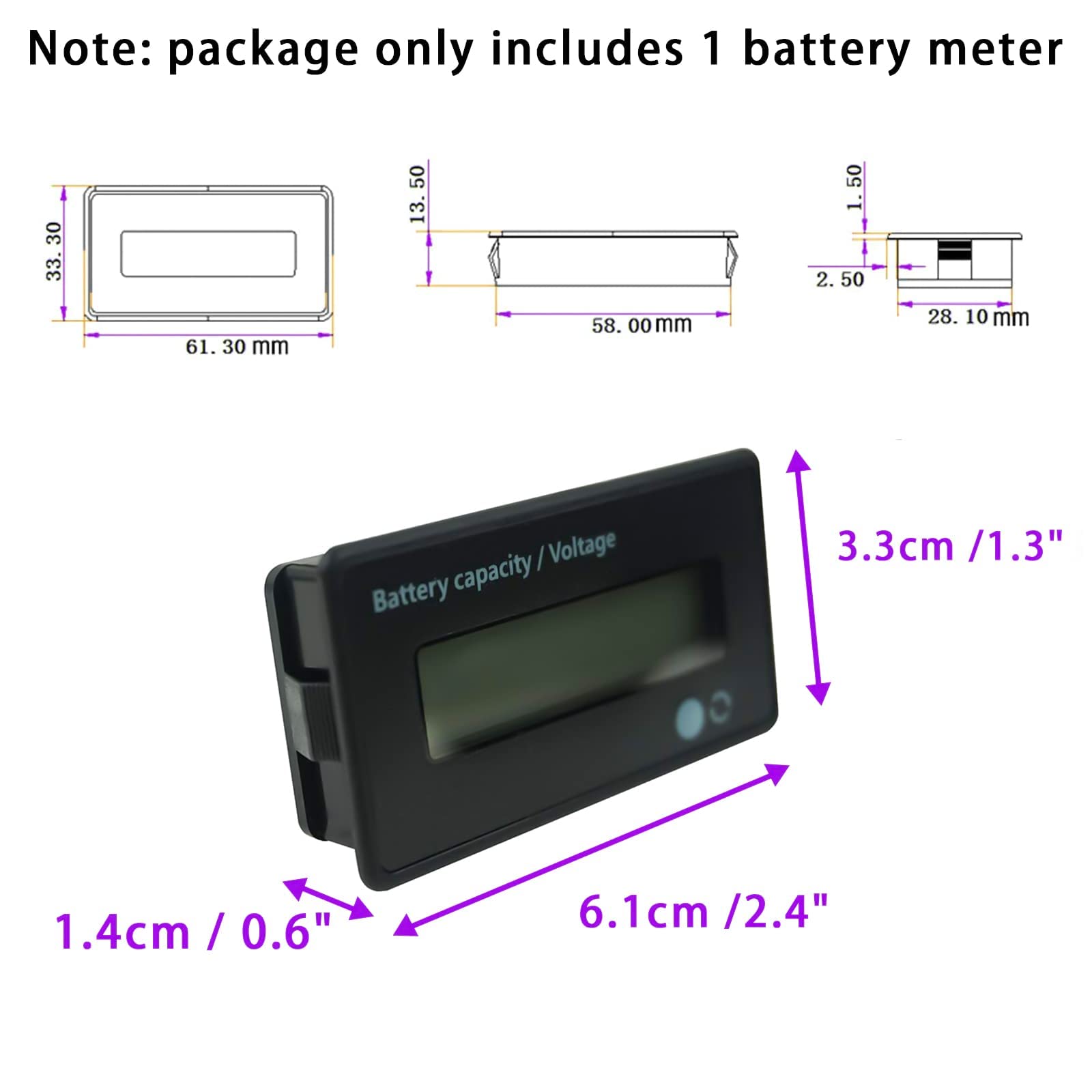 Mengtech Misuratore Di Batteria DC 12V-84V Con Display LCD E Allarme Per Batterie Al Piombo E Li-Ion – Verde