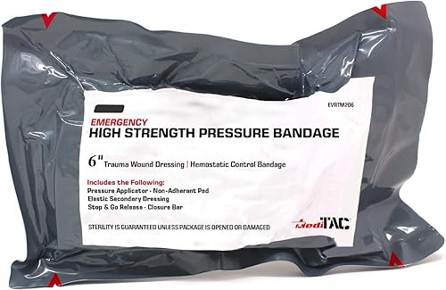 Miniatura 8 de MediTac Vendaje de presión de emergencia de alta resistencia para trauma, vendaje de control hemostático para amputación, área abdominal y de herida