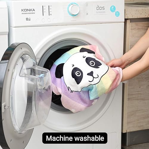 Miniatura 9 de Sviuse Manta de franela de vellón de panda arcoíris, manta ligera con patrón de pandas de dibujos animados para cama, sofá, viajes, niños y niñas,