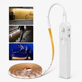 Hareket Sensörlü pilli LED Gece Lambası Zamanlayıcılı USB Şarjlı Dolap yatak altı Merdiven ışık Aydınlatması IP65 Su Geçirmez [Enerji Sınıfı A]