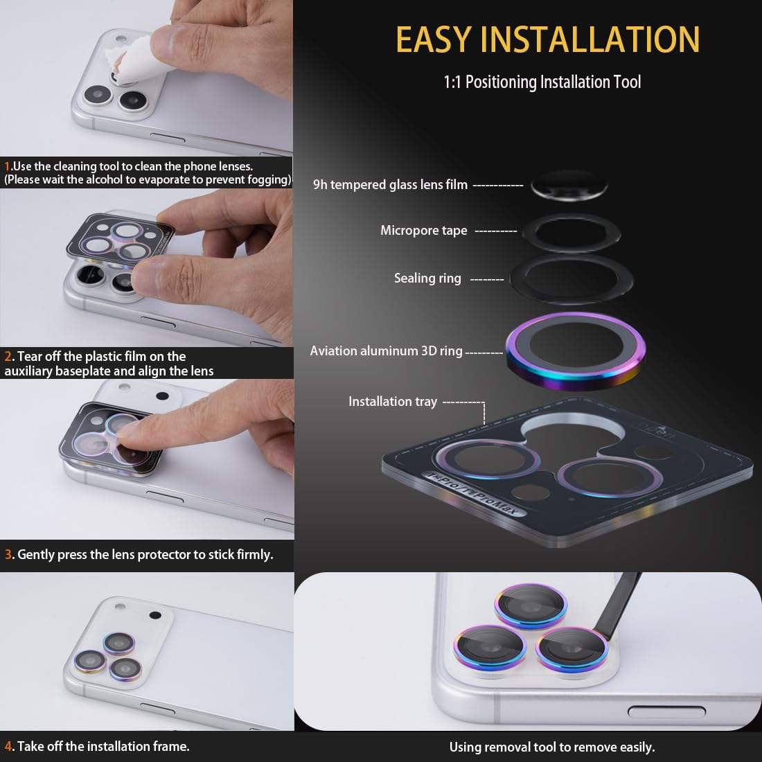 Osłona obiektywu aparatu do iPhone 17 Pro / 17 Pro Max, brokatowy