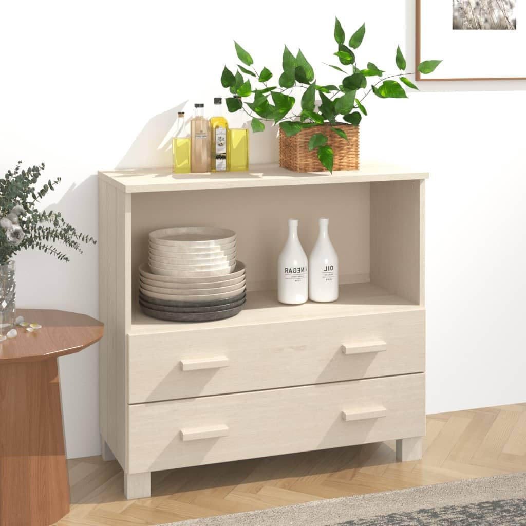 vidaXL HAMAR Solid Wood Sideboard in a living space, used for display and storage
