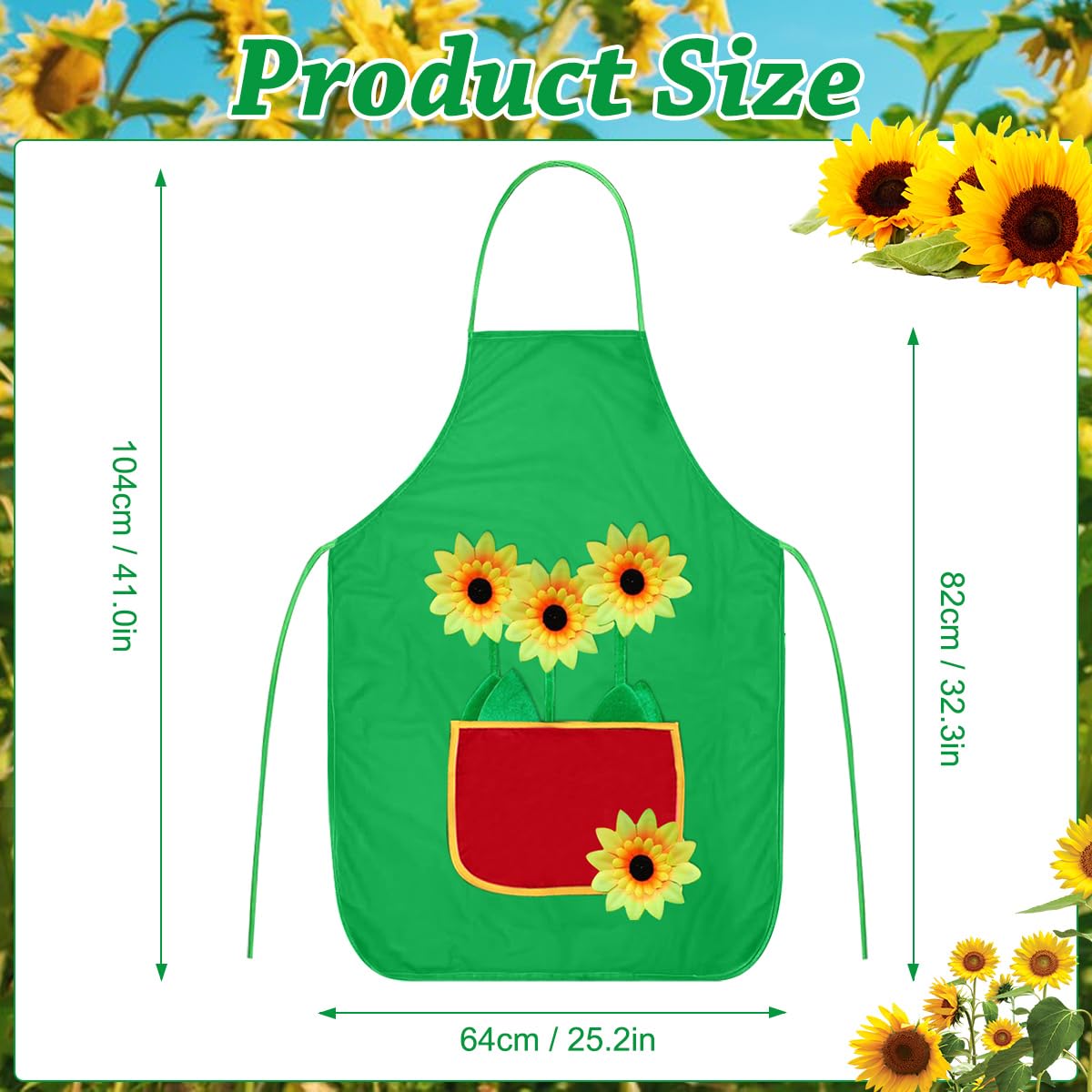 Tablier de Jardinier Tournesol, Costume de Jardinier, Tablier Barbecue avec Poche pour Barbecue, Restaurant, Café, Jardinage