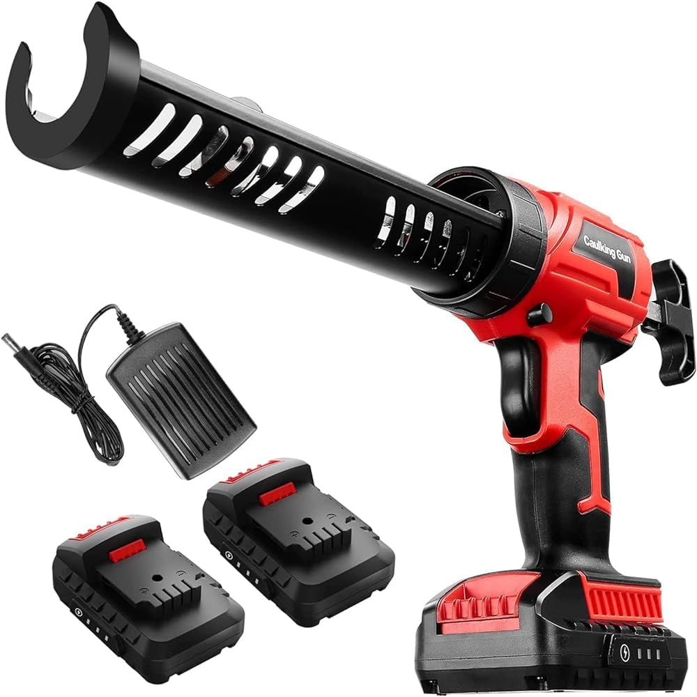 Pistolet à calfeutrer électrique sans fil 20 V Li-ion alimenté par batterie Li-ion Pistolet à calfeutrer pour saucisses avec buses – Pistolet adhésif pour mastic 300 ml