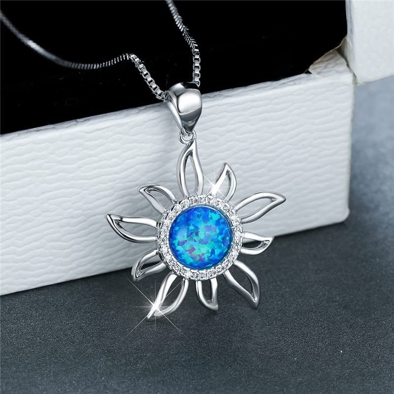 Collar de girasol y pendientes para mujer en plata con opalita 7