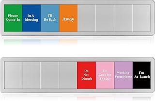 Chunful 2 Pcs Office Door Signs 8 Options Do Not Disturb/Please Come In/I'm Gone for the Day/In a Meeting/Working from Home/, Etc, Privacy Door Slider Sign for Meeting & Conference Room (Sliver)
