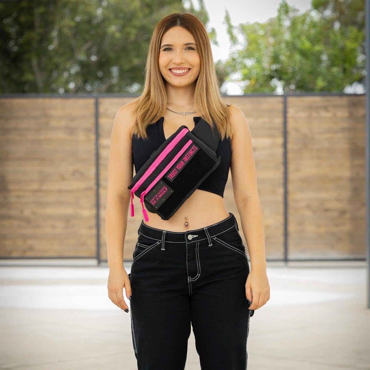 Tactical Fanny Pack-Chest Pack (Black Neon Pink) - Image 3