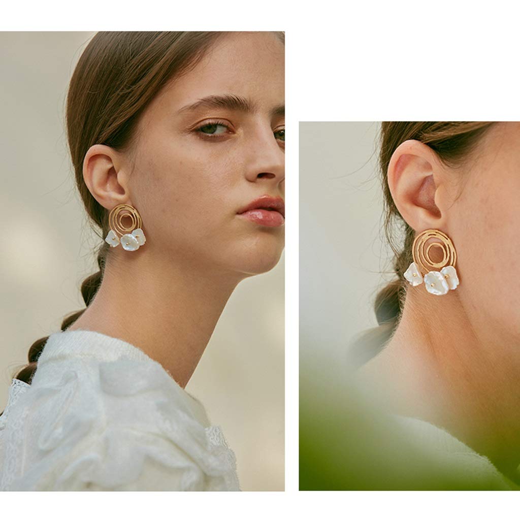 LLXYWJ Damen-Ohrringe, hochwertige Vintage-Ohrringe aus Sterlingsilber, zierlicher Schmuck, barocke Perle, zierlicher Brautschmuck für die Hochzeit