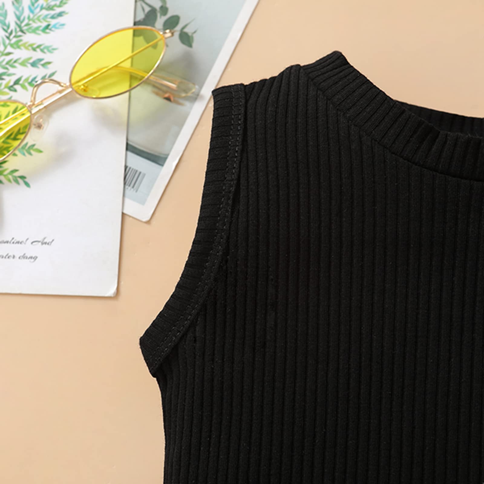 Fanvereka Trajes de verano para niños y niñas pequeñas, camiseta sin mangas, pantalones vaqueros, ropa de primavera